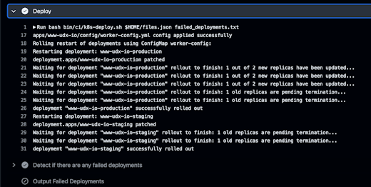 Zero-downtime rolling deployment terminal output