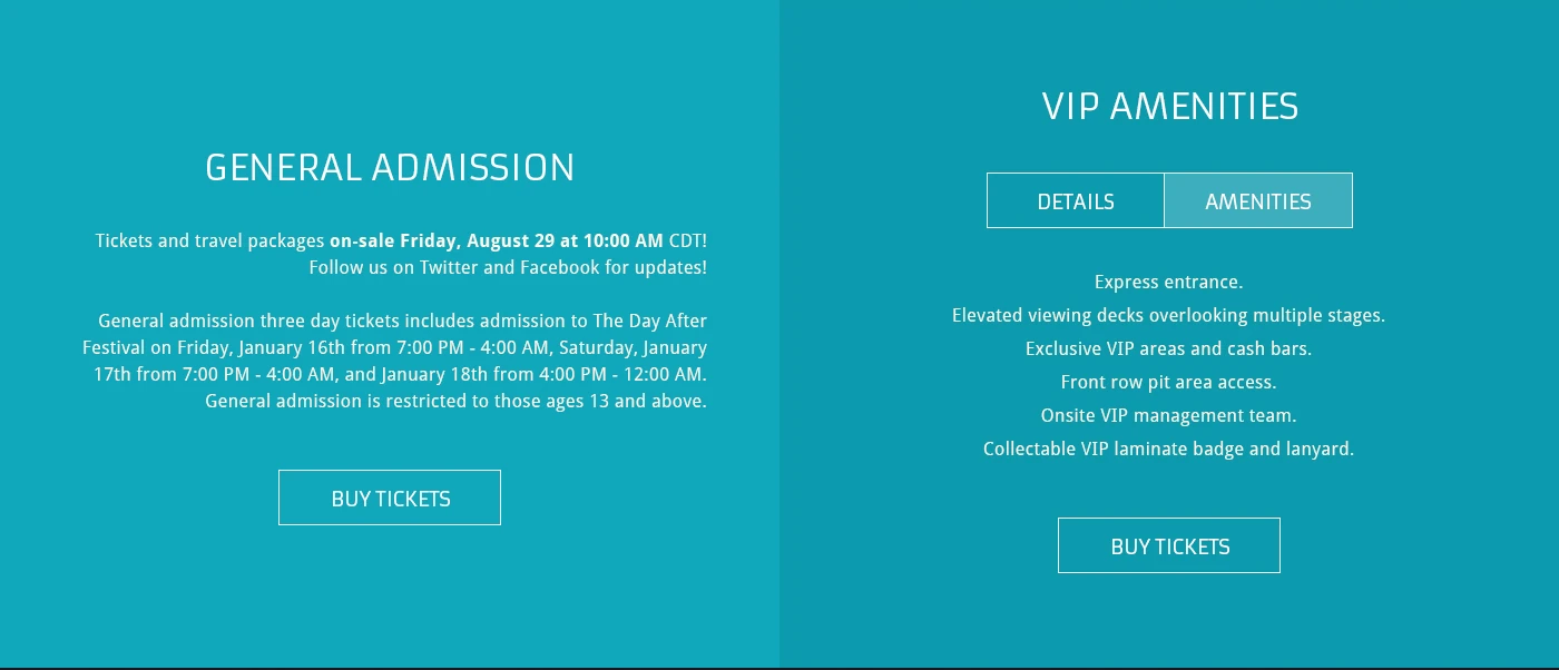 Choose general admission or VIP